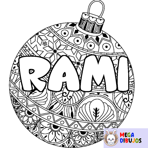Coloraci&oacute;n del nombre RAMI - decorado bola de Navidad
