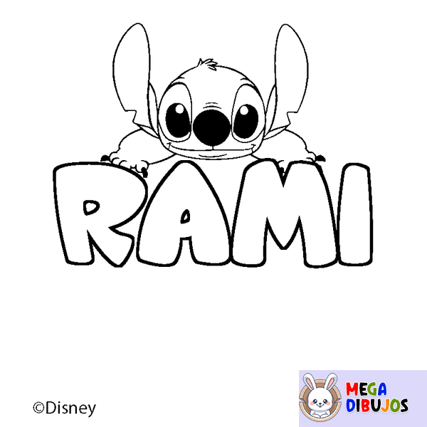 Coloraci&oacute;n del nombre RAMI - decorado Stitch