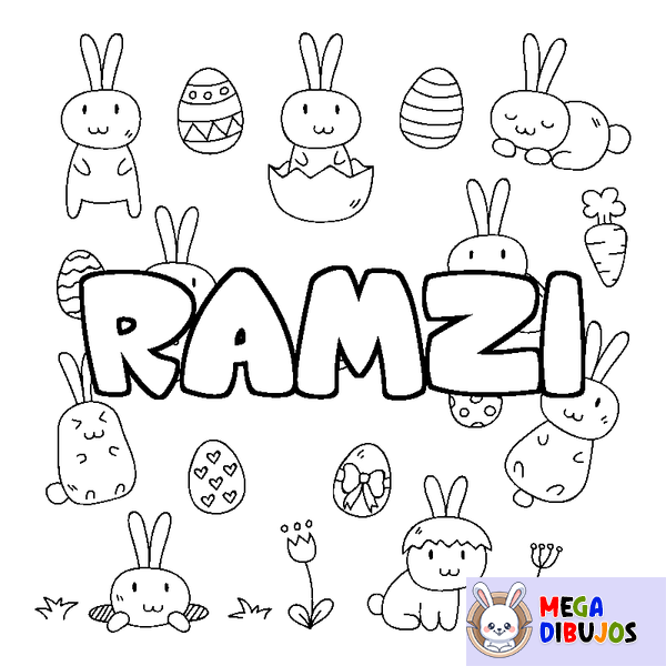Coloraci&oacute;n del nombre RAMZI - decorado Pascua
