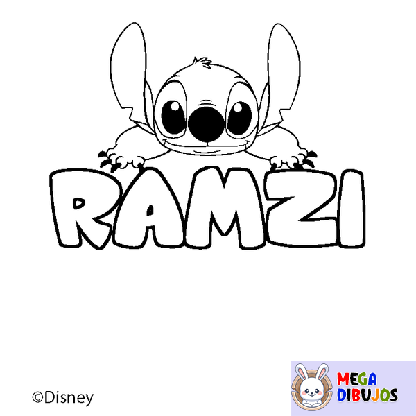 Coloraci&oacute;n del nombre RAMZI - decorado Stitch