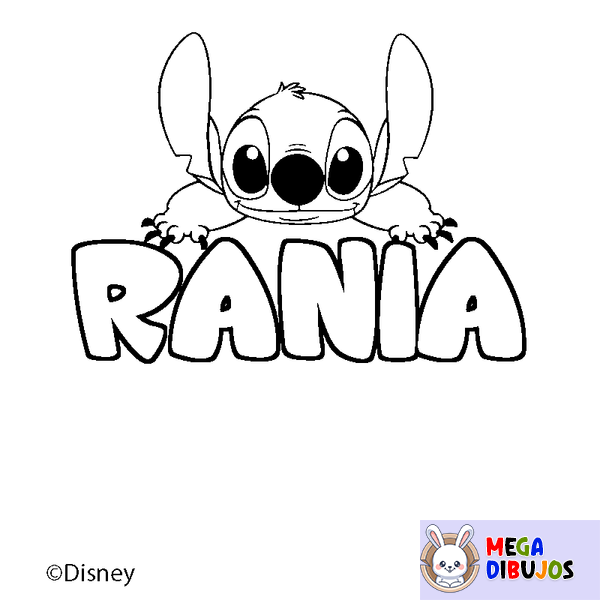 Coloraci&oacute;n del nombre RANIA - decorado Stitch
