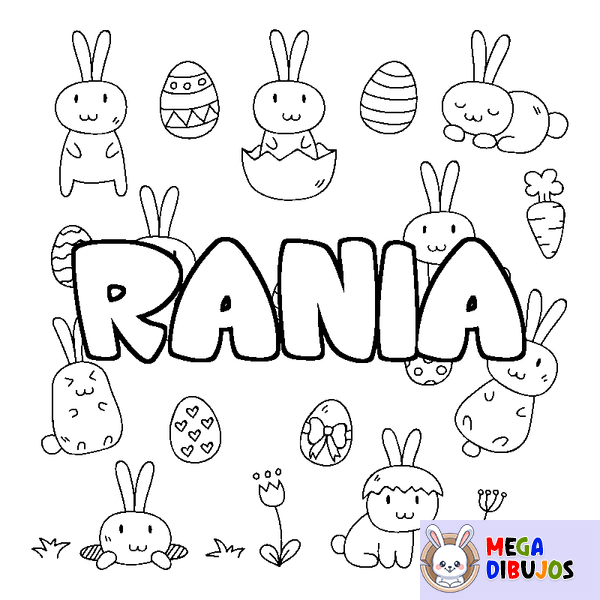 Coloraci&oacute;n del nombre RANIA - decorado Pascua