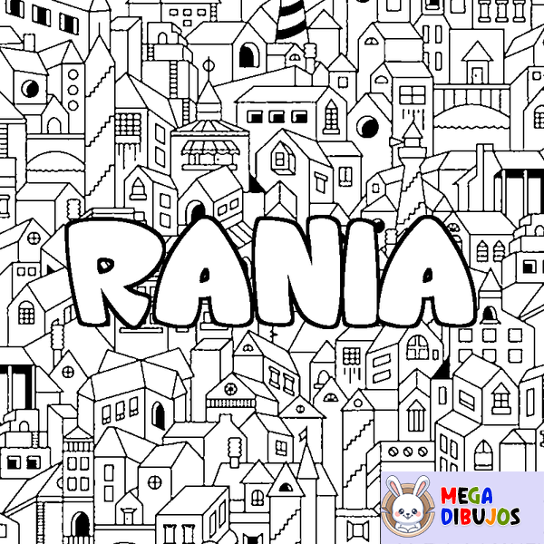 Coloraci&oacute;n del nombre RANIA - decorado ciudad