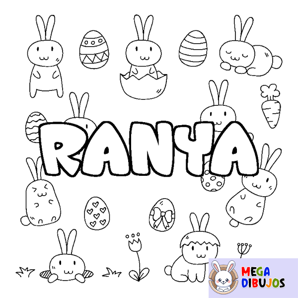 Coloraci&oacute;n del nombre RANYA - decorado Pascua
