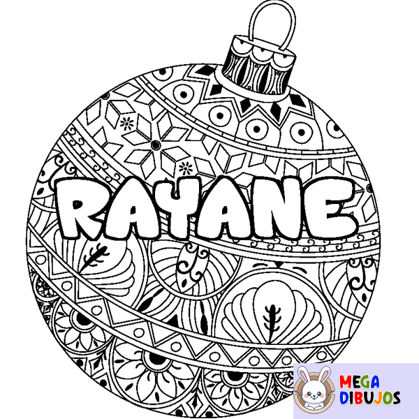 Coloraci&oacute;n del nombre RAYANE - decorado bola de Navidad
