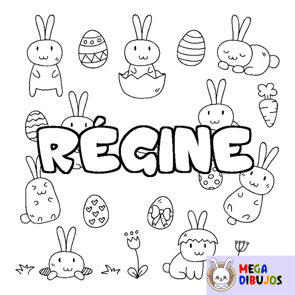 Coloraci&oacute;n del nombre R&Eacute;GINE - decorado Pascua