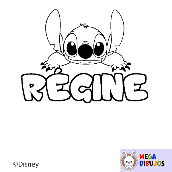 Coloraci&oacute;n del nombre R&Eacute;GINE - decorado Stitch