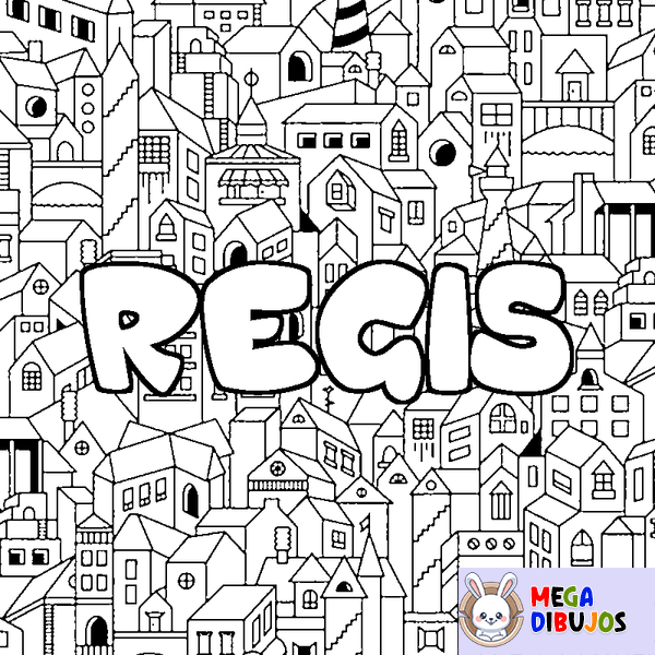 Coloraci&oacute;n del nombre REGIS - decorado ciudad