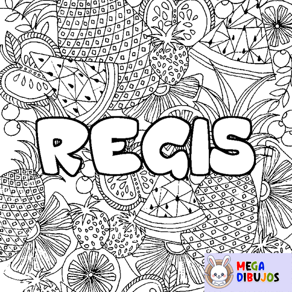 Coloraci&oacute;n del nombre REGIS - decorado mandala de frutas