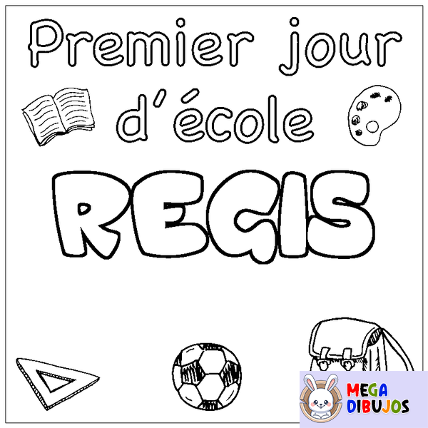 Coloraci&oacute;n del nombre REGIS - decorado primer d&iacute;a de escuela