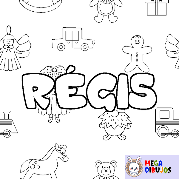 Coloraci&oacute;n del nombre R&Eacute;GIS - decorado juguetes