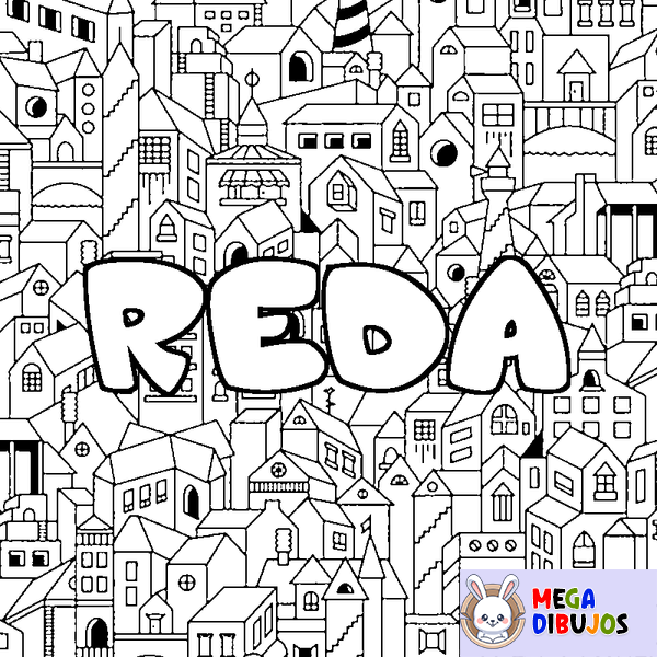 Coloraci&oacute;n del nombre REDA - decorado ciudad