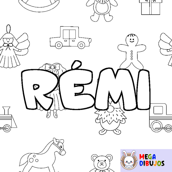 Coloraci&oacute;n del nombre R&Eacute;MI - decorado juguetes