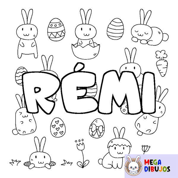 Coloraci&oacute;n del nombre R&Eacute;MI - decorado Pascua