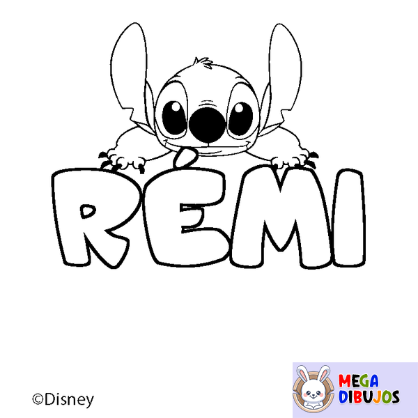 Coloraci&oacute;n del nombre R&Eacute;MI - decorado Stitch