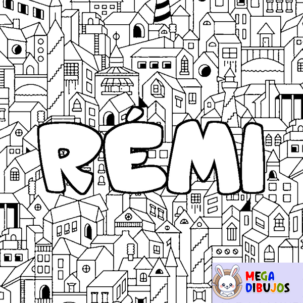Coloraci&oacute;n del nombre R&Eacute;MI - decorado ciudad