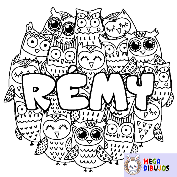 Coloraci&oacute;n del nombre R&Eacute;MY - decorado b&uacute;hos