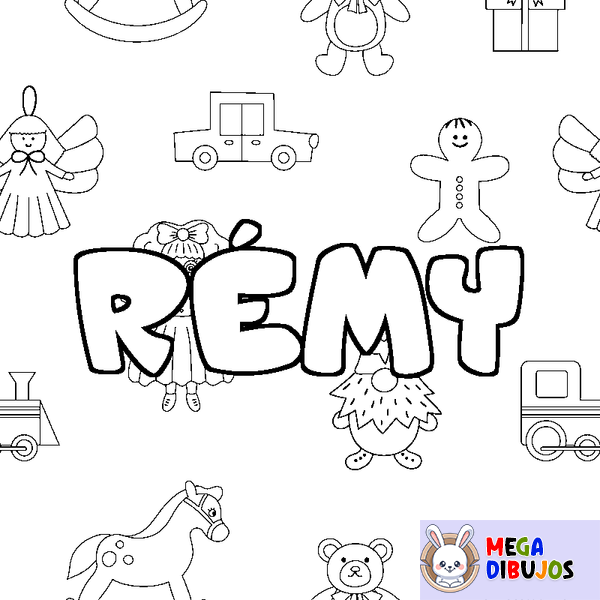 Coloraci&oacute;n del nombre R&Eacute;MY - decorado juguetes