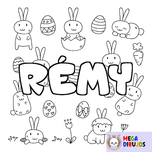 Coloraci&oacute;n del nombre R&Eacute;MY - decorado Pascua
