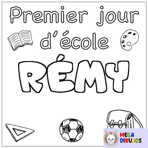 Coloraci&oacute;n del nombre R&Eacute;MY - decorado primer d&iacute;a de escuela