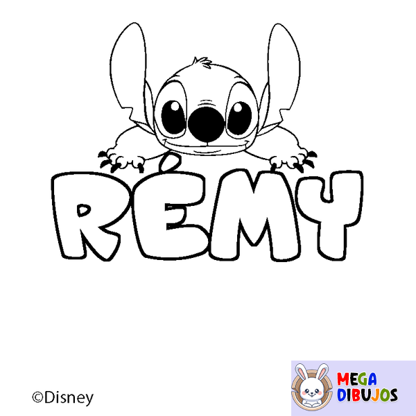 Coloraci&oacute;n del nombre R&Eacute;MY - decorado Stitch