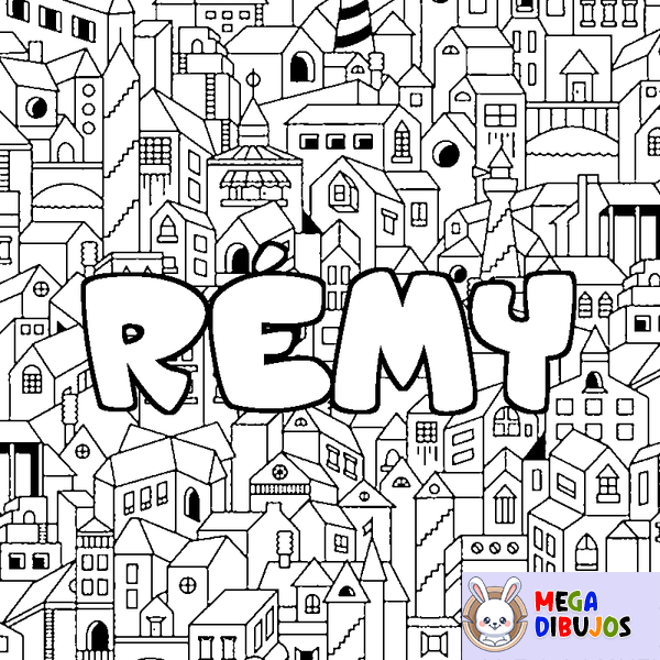 Coloraci&oacute;n del nombre R&Eacute;MY - decorado ciudad