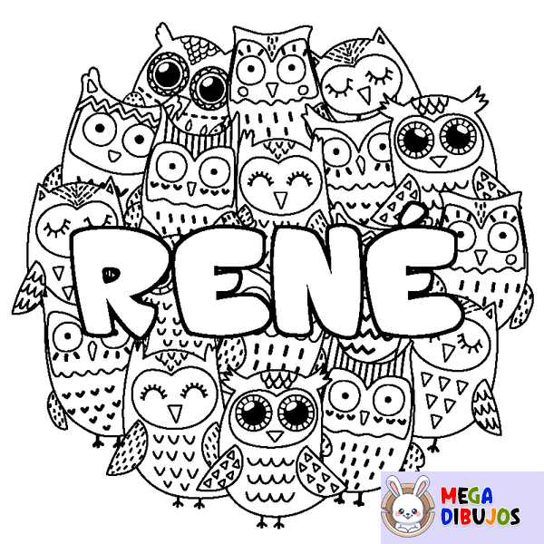 Coloraci&oacute;n del nombre REN&Eacute; - decorado b&uacute;hos