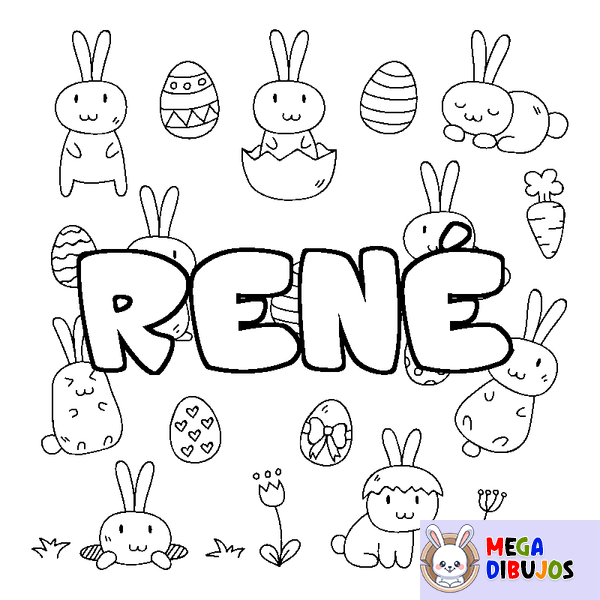 Coloraci&oacute;n del nombre REN&Eacute; - decorado Pascua