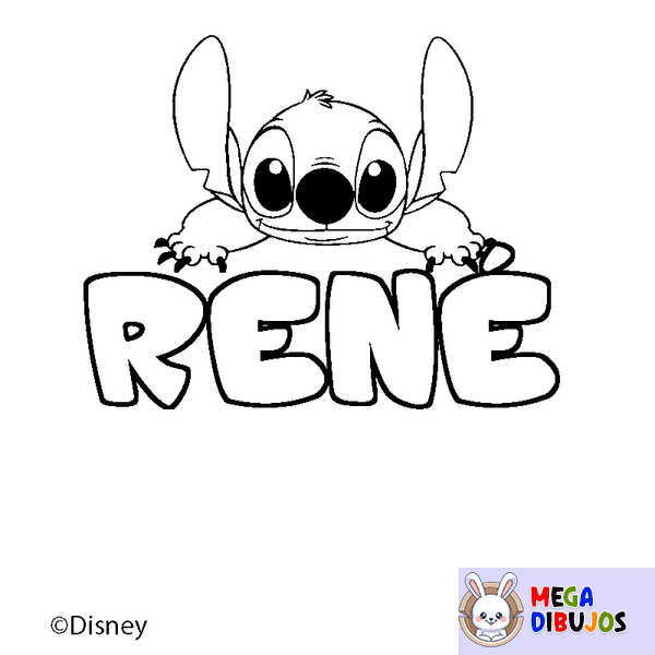 Coloraci&oacute;n del nombre REN&Eacute; - decorado Stitch