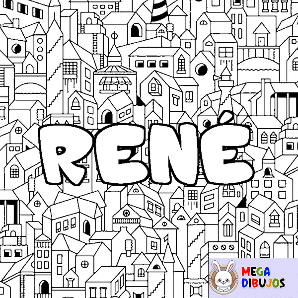 Coloraci&oacute;n del nombre REN&Eacute; - decorado ciudad