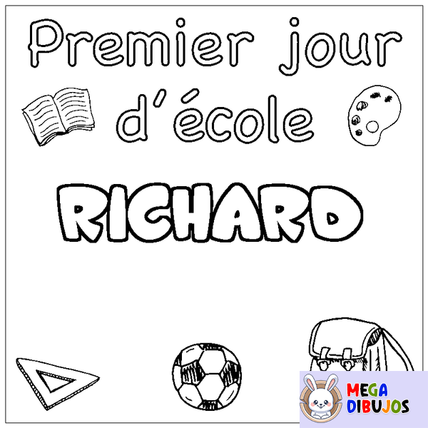 Coloraci&oacute;n del nombre RICHARD - decorado primer d&iacute;a de escuela