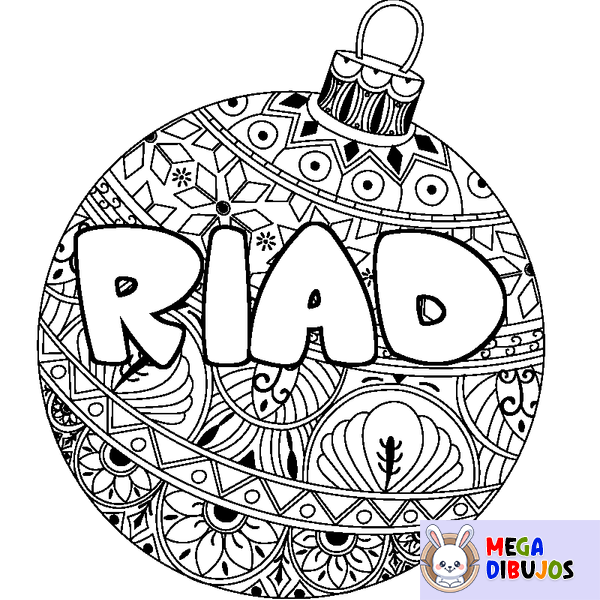Coloraci&oacute;n del nombre RIAD - decorado bola de Navidad