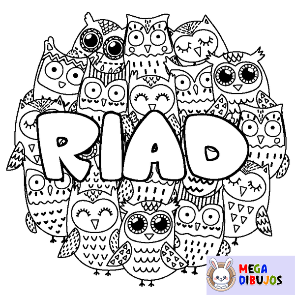 Coloraci&oacute;n del nombre RIAD - decorado b&uacute;hos