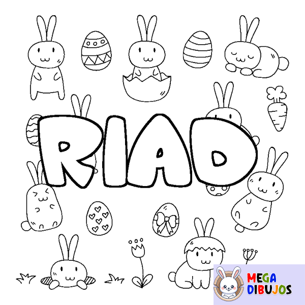 Coloraci&oacute;n del nombre RIAD - decorado Pascua