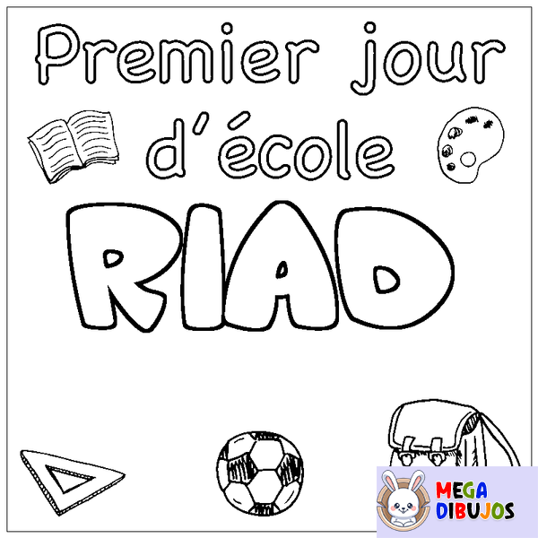 Coloraci&oacute;n del nombre RIAD - decorado primer d&iacute;a de escuela