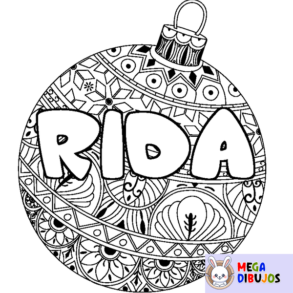 Coloraci&oacute;n del nombre RIDA - decorado bola de Navidad