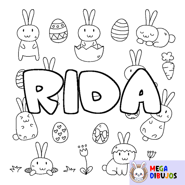 Coloraci&oacute;n del nombre RIDA - decorado Pascua