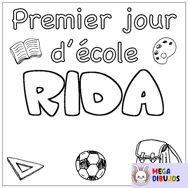 Coloraci&oacute;n del nombre RIDA - decorado primer d&iacute;a de escuela