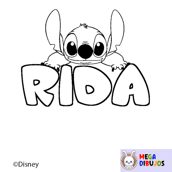Coloraci&oacute;n del nombre RIDA - decorado Stitch