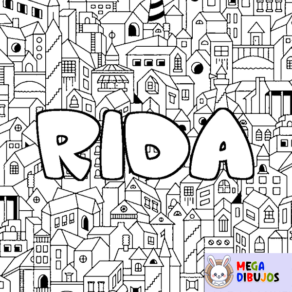 Coloraci&oacute;n del nombre RIDA - decorado ciudad