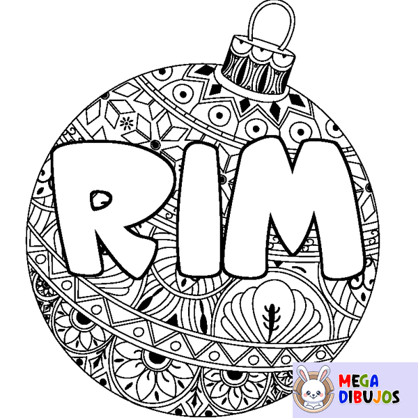 Coloraci&oacute;n del nombre RIM - decorado bola de Navidad