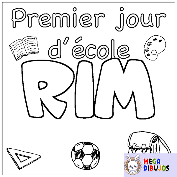 Coloraci&oacute;n del nombre RIM - decorado primer d&iacute;a de escuela