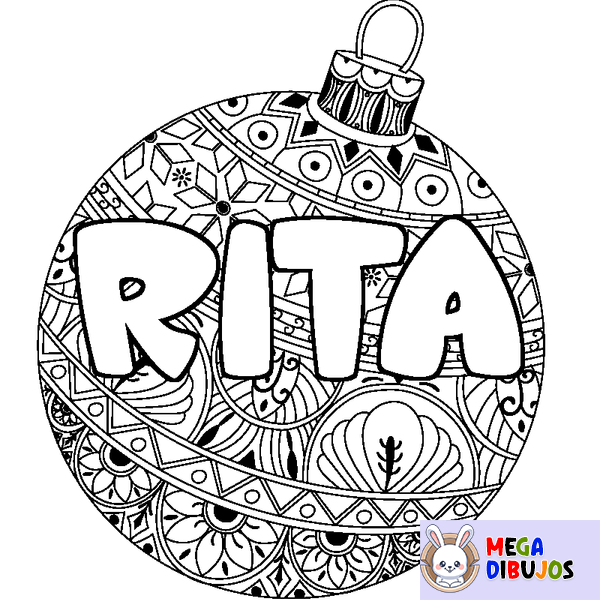 Coloraci&oacute;n del nombre RITA - decorado bola de Navidad