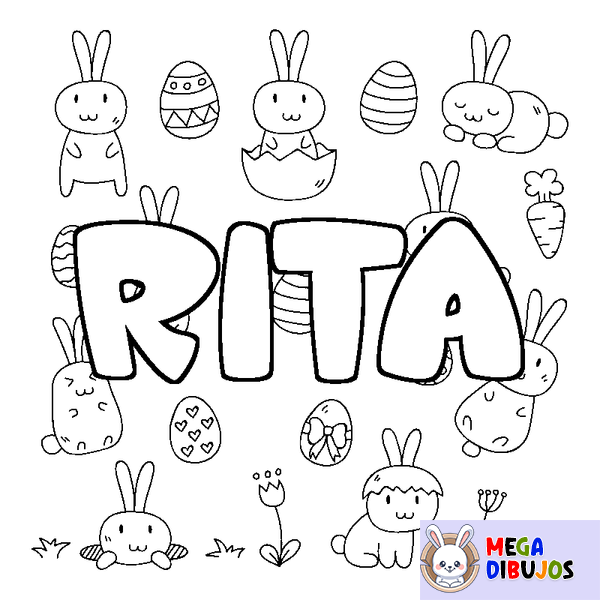 Coloraci&oacute;n del nombre RITA - decorado Pascua