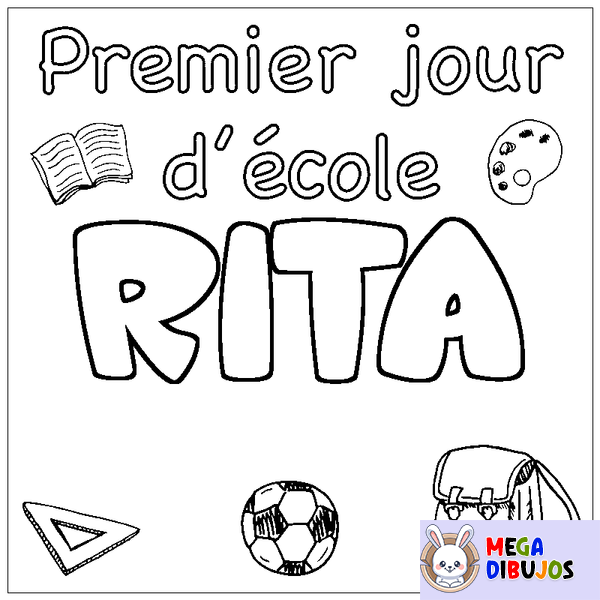 Coloraci&oacute;n del nombre RITA - decorado primer d&iacute;a de escuela