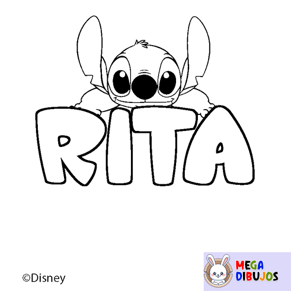 Coloraci&oacute;n del nombre RITA - decorado Stitch