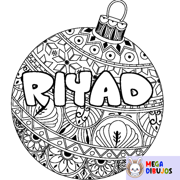 Coloraci&oacute;n del nombre RIYAD - decorado bola de Navidad