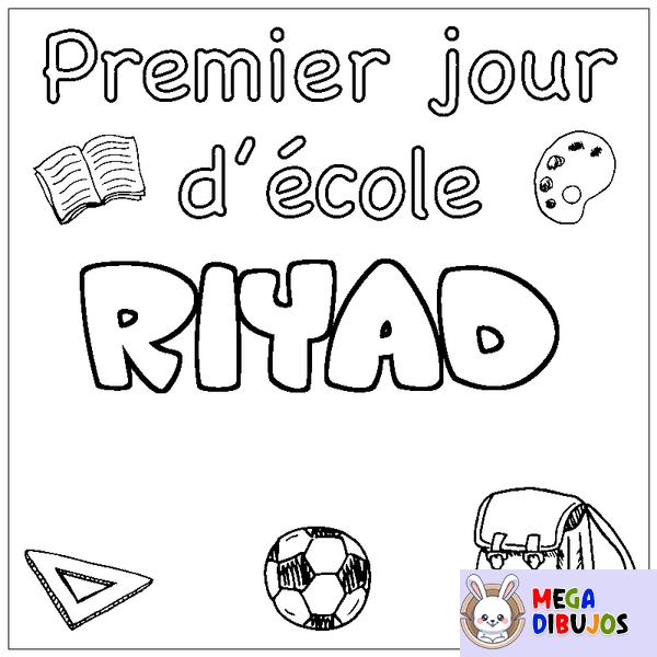 Coloraci&oacute;n del nombre RIYAD - decorado primer d&iacute;a de escuela