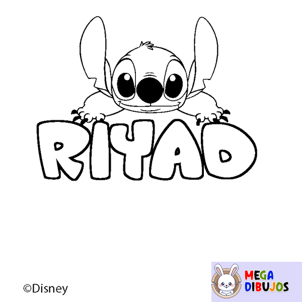 Coloraci&oacute;n del nombre RIYAD - decorado Stitch