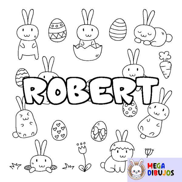 Coloraci&oacute;n del nombre ROBERT - decorado Pascua
